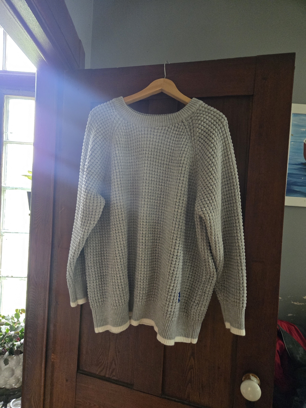 Aelfric Eden Light Gray Chunky Textured Knit Oversized Womens Sweater